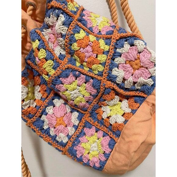 New Urban Outfitters Pastel Crochet Granny Square  Backpack - Picture 4 of 4